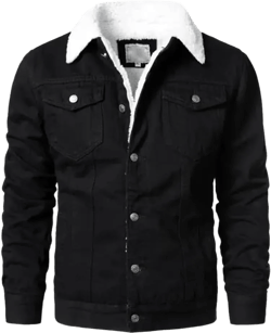 GYori Men's Autumn Winter Cotton Thicker WarmLight Blue Denim Jackets Slim Casual Coats