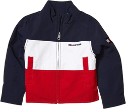 Tommy Hilfiger Boys' Adaptive Seated Fit Jacket with Velcro Brand Closure Medium Navy Blazer, Bright White, Apple Red