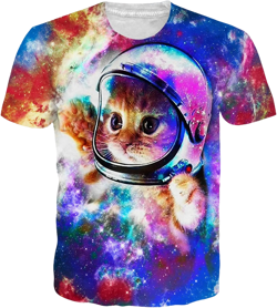 RAISEVERN Unisex Mens Womens Boys Astronaut Space Cat Shirt 3d Printed Summer Casual Short Sleeve T Shirts Tees 2018 Style Astronaut Cat Large