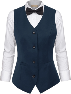 Women's Suit Vest V-Neck 4 Button Fully Lined Formal Business Workwear Lady Waistcoat XX-Large-3X-Large Navy Blue