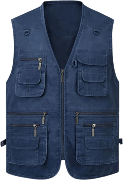Men's Lightweight Utility Fishing Vest V Neck Safari Photographer Vests X-Large Blue