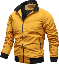 sandbank Men's Casual Varsity Jacket Fall Slim Fit Lightweight Outwear Sportswear Bomber Jacket Coat X-Large Yellow