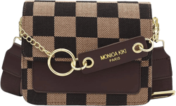 Small Crossbody Bag for Women, Retro Hobo Purse, Checkerboard Shoulder Bag, Vintage Satchel with Chain