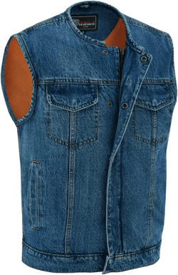 Vance Leather Men's Black Denim Collarless Club Vest with Conceal Carry Pockets : Clothing, Shoes & Jewelry