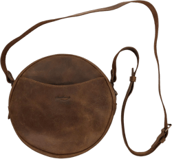 Heather's, Female Rounded Hand Bag for Women, Rustic Tote with Adjustable Strap, Crossbody Purse, Full Grain Leather, Handmade Travel Accessories, Bourbon Brown