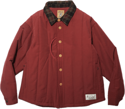 PUFFER BUTTON UP SHIRT JACKET "RED"