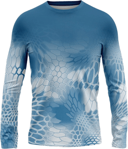 Made in USA Fishing Shirts for Men Long Sleeve Lightweight Dri Fit UPF 40+ Sun Protection Quick Dry Running Hiking Tshirts Kryptek White Blue Camo X-Large
