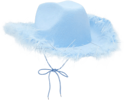 Zodaca Womens Cowboy Hat - Cute, Fluffy, Sparkly Cowgirl Hat with Feathers for Halloween, Birthday, Bachelorette Party (Blue)