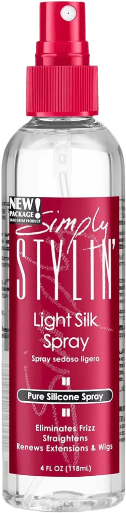 Simply Stylin' Light Silk Hair Spray - Anti-Frizz Silicone Heat Protectant - Hair Detangler for Women and Synthetic Wigs - 4 fl oz