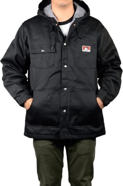 Ben Davis Down Hooded Jacket with Front Snap Small Black