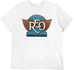 REO Music Speedwagon Men's T-Shirts Classic Crewneck Casual Short Shirt Cotton Teens Tee Tops Small White-style