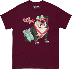 "Love Bug" Female English Bulldog in Donut Skirt Men's Classic Tee | B&W Colored