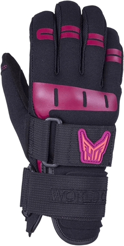 HO World Cup Womens Waterski Gloves Black/Pink Sz S