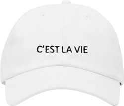 C'est La Vie Baseball Hat, Embroidered Dad Cap, Unstructured Soft Cotton, Adjustable Strap Back (Multiple Colors) White