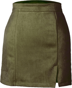 Women's High Waist Faux Suede Side Split Bodycon Short Mini Skirt Small Armygreen