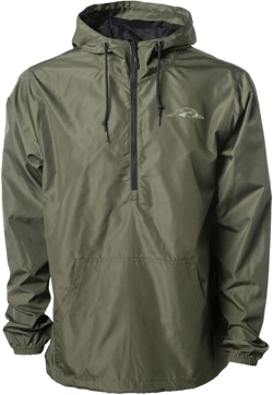 AF Waterfowl Olive Lightweight 1-4 Zip Pullover Windbreaker Jacket - Water Resistant