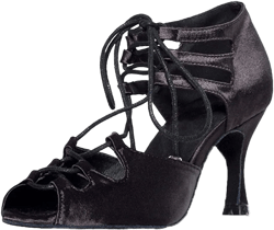 Amazon.com | TDA Women's Sexy Lace-up Peep Toe Black Satin Salsa Tango Ballroom Latin Dance Shoes 6 M US | Ballet & Dance