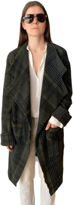Plaid Long Jacket - Green