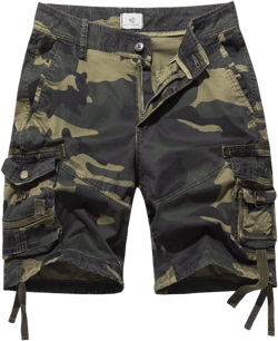 FOURSTEEDS Women's Cotton Relaxed Fit Casual Multi-Pocket Bermuda Cargo Shorts 8 Army Green Camo