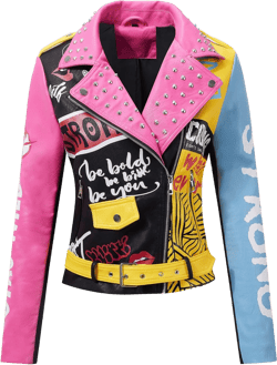 Geschallino Women's Faux Leather Jacket Plus Size Motorcycle Biker Clothes Outfits Short Fashion PU Coat (1X-5X) Pink 3X