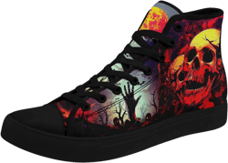 Unisex Skull High Tops for Women Cool Design Black Canvas Shoes Classic Lace Up Fashion Sneakers Streetwear 12 Women/9.5 Men Color21