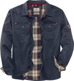 Legendary Whitetails Men's Flannel Lined Shirt Jacket Waxed Cotton Water Resistant Large Big Tall Navy