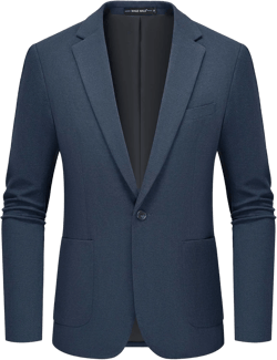 MAGE MALE Casual One Button Blazer Regular Fit Lightweight Sport Coat Jacket Navy Blue