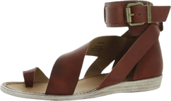 Free People Womens Vale Leather Ankle Strap Flat Sandals 6.5 Mahogany