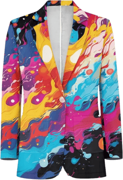 GLUDEAR Men's Suit Blazer Jackets Splash Oil Paint Graffiti Print Slim Fit One Button Coats Blazers Small Oil Color Block