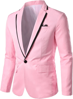 Lu's Chic Men's Casual Blazer Jacket Solid Cotton Sport Coats & Blazers Long Sleeve Slim Fit One Button Suit Jacket 40 Pink