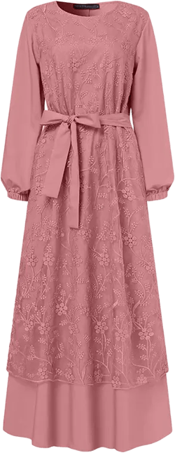 Women's Lace Round Neck A-line Dress