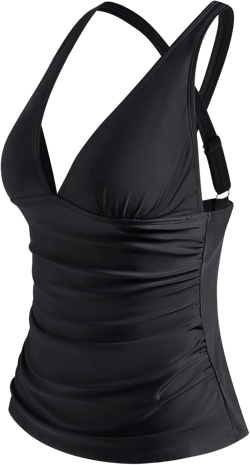 Women Tankini Tops V Neck Tankini Tummy Control Swimsuit Blouson Tankini Top Bathing Suit Swimwear Tops Plus Size