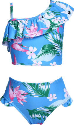 Arshiner Girls Two Piece Swimsuit Ruffles Flounce Printed Bikini Set Swimwear Girl Bathing Suits with Chest Pad 4-15 Years : Clothing, Shoes & Jewelry