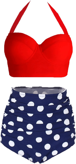 Womens Vintage Polka Underwire High Waisted Swimsuit Bathing Suits Bikini