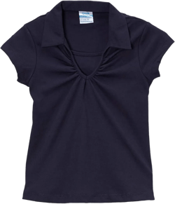 unik Girl's Uniform V-Neck Collar Shirt Short Sleeve Great for School Burgundy Navy White Sky Blue Green Purple Yellow Red: Clothing, Shoes & Jewelry