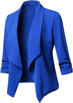 Blazers for Women Open Front Long Sleeve Cardigan Jackets Casual Solid Color Work Office Blazer Dressy Jackets Medium 04-blue