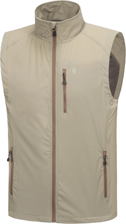 Little Donkey Andy Men's Quick Dry Vest Sleeveless Summer Stretchy Windproof Jacket for Golfing Cycling Running Large Light Khaki