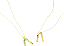 Minimalist Birthstone Bar Necklace with Kids' Birthstones & Names, Necklace for Mom