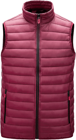 HOW'ON Men's Lightweight Quilted Puffer Vest Outdoor Warm Sleeveless Jacket For Travel Running Hiking Golf Medium Wine Red