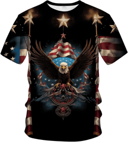 Funny USA Bald Eagle T-Shirt American Flag Style Graphic Tee Shirt X-Large Brown