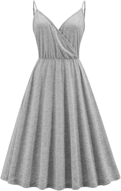 Womens Summer Dresses Spaghetti Strap Floral Dress Casual V Neck Midi Dress Cute A-Line Beach Dress with Pockets