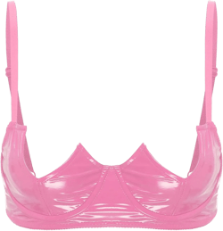FEESHOW Women Wetlook Patent Leather 1/4 Cups Underwired Bra Tops Underwear Open Bust Unlined Brassiere 4X-Large Hot Pink