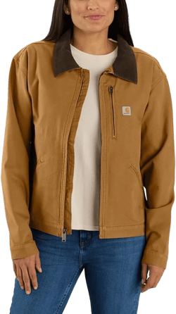 Carhartt Women's Rugged Flex Loose Fit Canvas Detroit Jacket Small Carhartt Brown