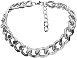 Daimay Women's Alloy Choker Necklace Heavy Cuban Chunky Chain Punk Gothic Hip Hop Metal Necklaces - Silver -Small Size