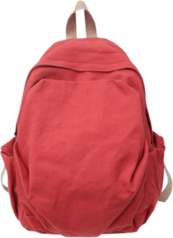 Women's canvas bag, men's and women's large capacity leisure backpack, men's and women's travel backpack (Red,One Size)
