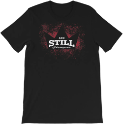 And Still Champion in crown men's T-shirt with ASC logo on back label