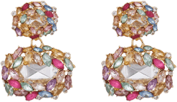 Multi Gem Cluster Drop Earrings