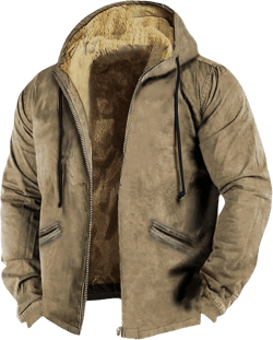 Mens Fuzzy Sherpa Jacket Long Sleeve Fleece Zip Up Coat Faux Puffer Jacket Outdoor Thick Varsity Coat Plus Size 2-khaki X-Large