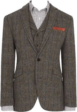 Men's Sumburgh Harris Tweed® Wool Jacket Coat in Green Tailored Long Sleeved Single Breasted Plaid Blazer