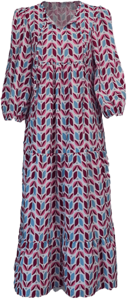 Womens Boho Floral Half Sleeve Long Dress Ladies Flowy Casual V Neck Bohemian Beach Vacation Maxi Dresses Blue Leaves Large